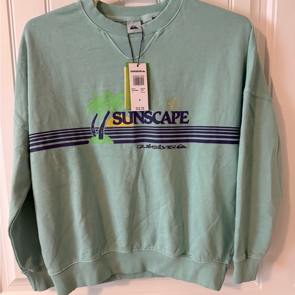 Quiksilver Sunscape Oversized Crew Sweatshirt Mint Green Medium - Picture 1 of 9